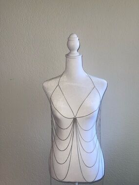 Silver Body Chain Draped Harness